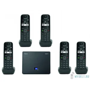 VoIP телефон Gigaset AS690IP QUNTETTO (5 радиотрубок в комплекте) черный